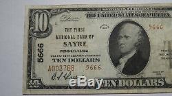 $10 1929 Sayre Pennsylvania PA National Currency Bank Note Bill! Ch. #5666 VF