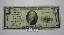 $10 1929 Sharon Pennsylvania PA National Currency Bank Note Bill Ch. #8764 VF