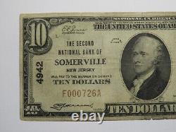 $10 1929 Somerville New Jersey NJ National Currency Bank Note Bill Ch #4942 FINE