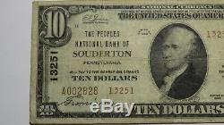 $10 1929 Souderton Pennsylvania PA National Currency Bank Note Bill! #13251 FINE