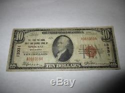$10 1929 Spokane Washington WA National Currency Bank Note Bill #13331 Fine RARE