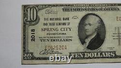 $10 1929 Spring City Pennsylvania PA National Currency Bank Note Bill #2018 RARE