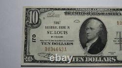 $10 1929 St. Louis Missouri MO National Currency Bank Note Bill Ch. #170 VF++