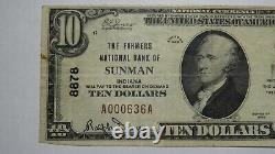 $10 1929 Sunman Indiana IN National Currency Bank Note Bill Ch. #8878 FINE