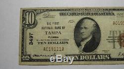 $10 1929 Tampa Florida FL National Currency Bank Note Bill Ch. #3497 VF! Bay