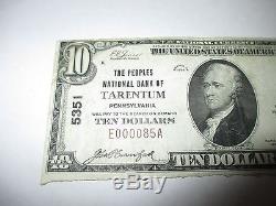 $10 1929 Tarentum Pennsylvania PA National Currency Bank Note Bill! #5351 VF