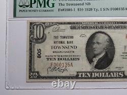 $10 1929 Townsend Massachusetts National Currency Bank Note Bill Ch. #805 VF25
