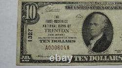 $10 1929 Trenton New Jersey NJ National Currency Bank Note Bill! Ch. #1327 FINE