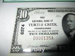 $10 1929 Turtle Creek Pennsylvania PA National Currency Bank Note Bill #6574 NEW