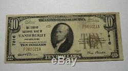 $10 1929 Vandergrift Pennsylvania PA National Currency Bank Note Bill #7816 VF