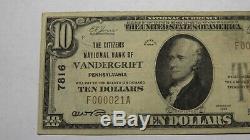 $10 1929 Vandergrift Pennsylvania PA National Currency Bank Note Bill #7816 VF