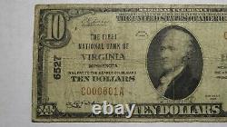 $10 1929 Virginia Minnesota MN National Currency Bank Note Bill! Ch. #6527 RARE