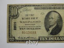 $10 1929 Wallingford Connecticut CT National Currency Bank Note Bill #2599 FINE