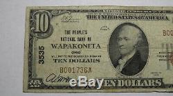 $10 1929 Wapakoneta Ohio OH National Currency Bank Note Bill Ch. #3535 FINE