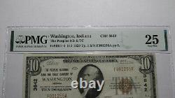 $10 1929 Washington Indiana IN National Currency Bank Note Bill! #3842 VF25 PMG