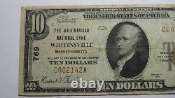 $10 1929 Whitinsville Massachusetts MA National Currency Bank Note Bill #769 VF
