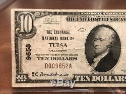 $10 Dollar Bill 1929 National Currency Oklahoma Tulsa Exchange National Bank