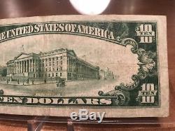 $10 Dollar Bill 1929 National Currency Oklahoma Tulsa Exchange National Bank