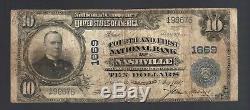 $10 Dollars Large NASHVILLE TN USA National Currency OLD Whitney Bank Note Bill
