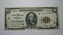 $100 1929 Cleveland Ohio OH National Currency Note Federal Reserve Bank Note XF+