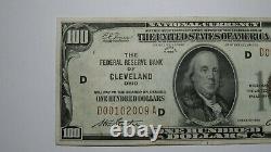$100 1929 Cleveland Ohio OH National Currency Note Federal Reserve Bank Note XF+