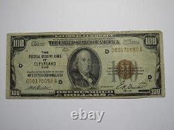 $100 1929 Cleveland Ohio OH National Currency Note Federal Reserve Bank VG+