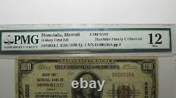 $100 1929 Honolulu Hawaii HI National Currency Bank Note Bill Ch. #5550 F12 PMG