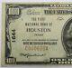 $100 1929 Houston Texas Type 1 Ch1644 First National Currency Bank Note #18346f