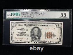 $100 1929 Minneapolis MN National Currency Bank Note Bill PMG 55