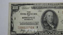 $100 1929 Minneapolis Minnesota Federal Reserve National Currency Bank Note Bill