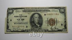 $100 1929 New York City NYC National Currency Note Federal Reserve Bank RARE