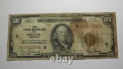 $100 1929 New York New York National Currency Note Federal Reserve Bank Bill