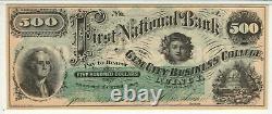 1873 $500 First National Bank Gem City College Quincy Illinois Currency Pmg 63 Q