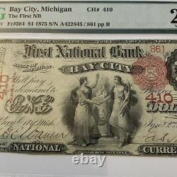 1875 Michigan $1 National Currency FIRST NATIONAL BANK BAY CITY Michigan PMG