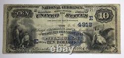 1882 $10 Pittsburgh PA National Currency CH#4918 Western PA Bank Blue Seal Note#