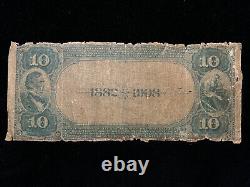 1882 $10 Ten Dollar Dayton OH National Bank Value Back Note Currency (Ch. 2604)