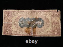 1882 $5 Five Dollar Boston MA National Bank Note Currency (Ch. 1029)