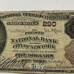 1883 New York $5 National Currency The Fourth National Bank of the City of NY