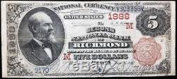 1892 2nd National Bank of Richmond, IN CH 1988 national currency $5 large note