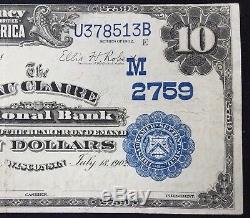 1902 $10.00 Nat'l Currency, Eau Claire National Bank of Eau Claire, Wisconsin