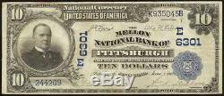1902 $10 Dollar Date Back Mellon National Bank Note Large Currency Paper Money