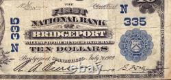 1902 $10 First National Bank Note Currency Bridgeport Connecticut Very Fine Vf