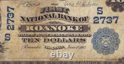 1902 $10 First National Bank Note Currency Roanoke Virginia Circulated Fine F+