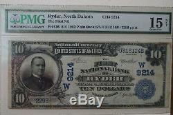 1902 $10 First National Bank Of Ryder, Nd National Currency Ch #9214 Pmg, Rare