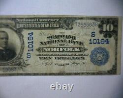 1902 $10 NATIONAL CURRENCY Bank Note, SEABOARD NATIONAL BANK NORFOLK, VA