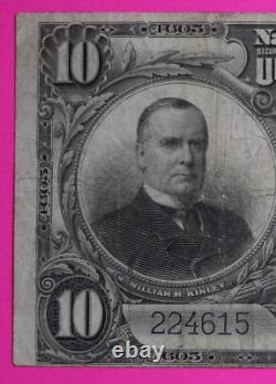 1902 $10 National Bank Of The Republic Chicago National Currency Paper Money 09