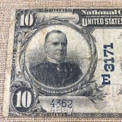 1902 $10 National Currency First National Bank of Mechanicville NY Rare CH# 3171
