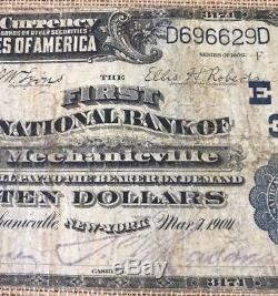 1902 $10 National Currency First National Bank of Mechanicville NY Rare CH# 3171