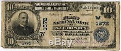 1902 $10 National Currency Large Note 1672 Bank of Atchison Kansas SZ176