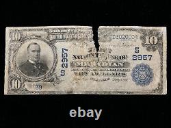 1902 $10 Ten Dollar Meridian MS National Bank Note Currency (Ch. 2957)